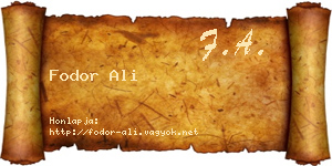 Fodor Ali névjegykártya